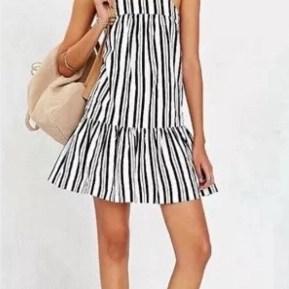 Anthropologie Black and White Striped Mini Dress - Picture 2 of 9